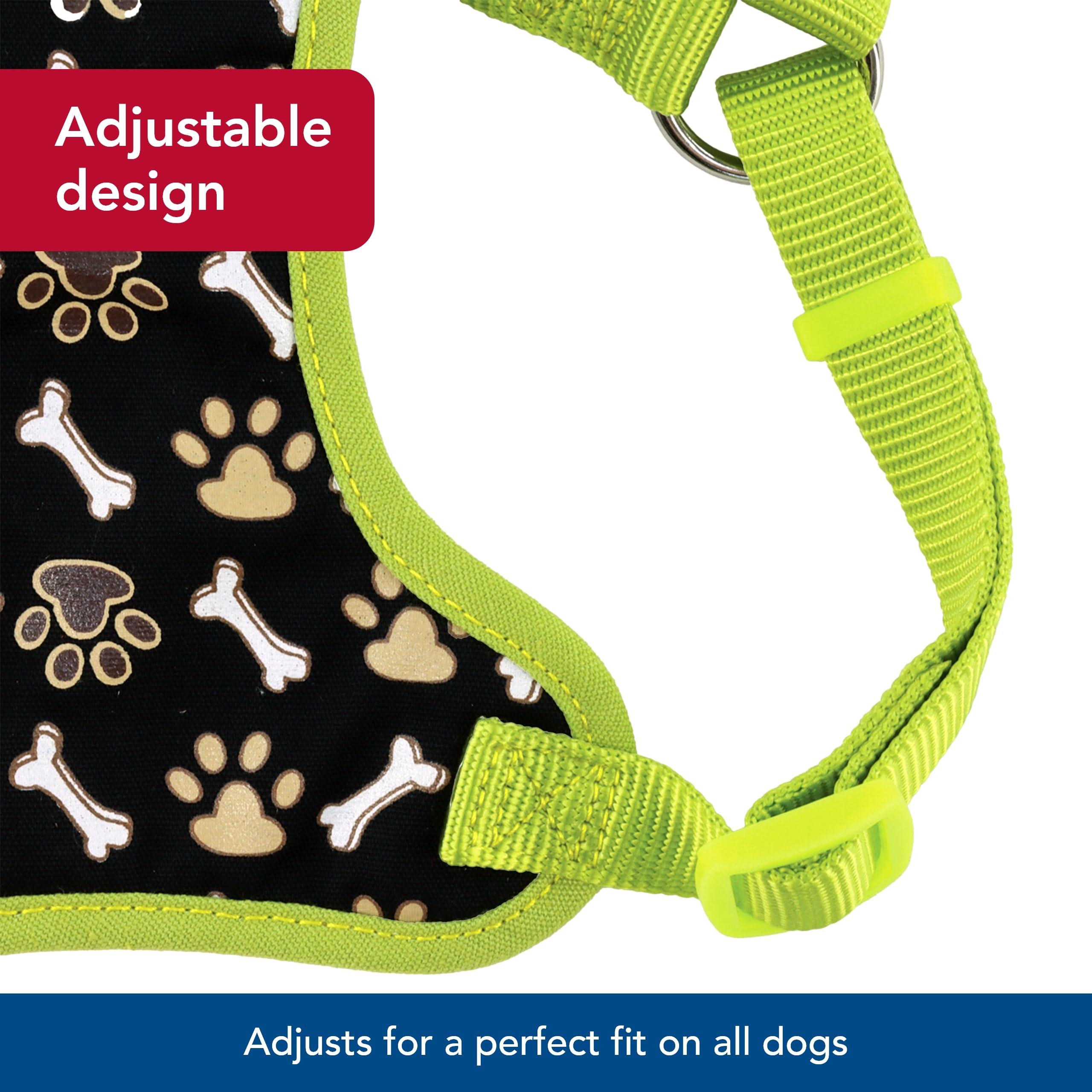 Coastal Pet Ribbon Designer Wrap Adjustable Dog Harness - Large & Small Dog Harness - Breathable Mesh Harness For Dogs Pet Supplies For Dogs - Brown Paws & Bones, 5/8' X 16-19'