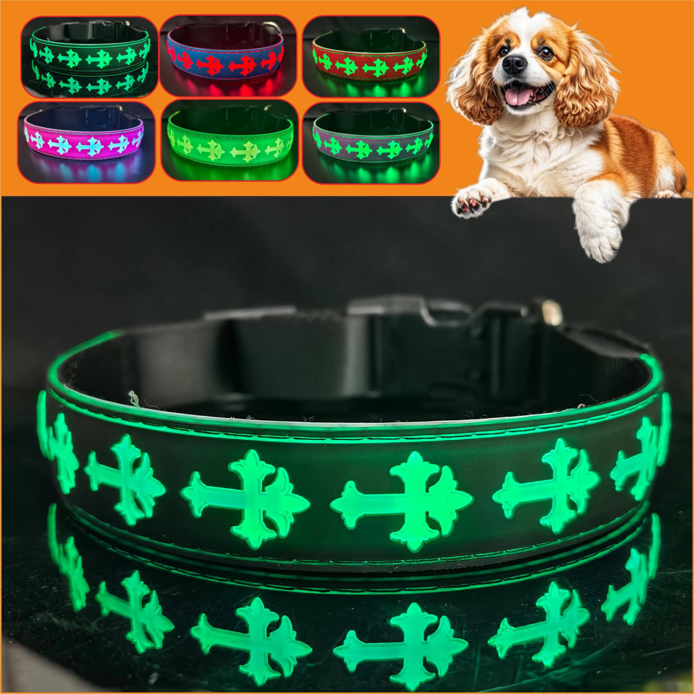 Dogled Usb-C Led Light Up Dog Collar, 3D Design Comfortable And Soft Material,Multicolored Lighting,Night Dog Collar (Cr-Black,