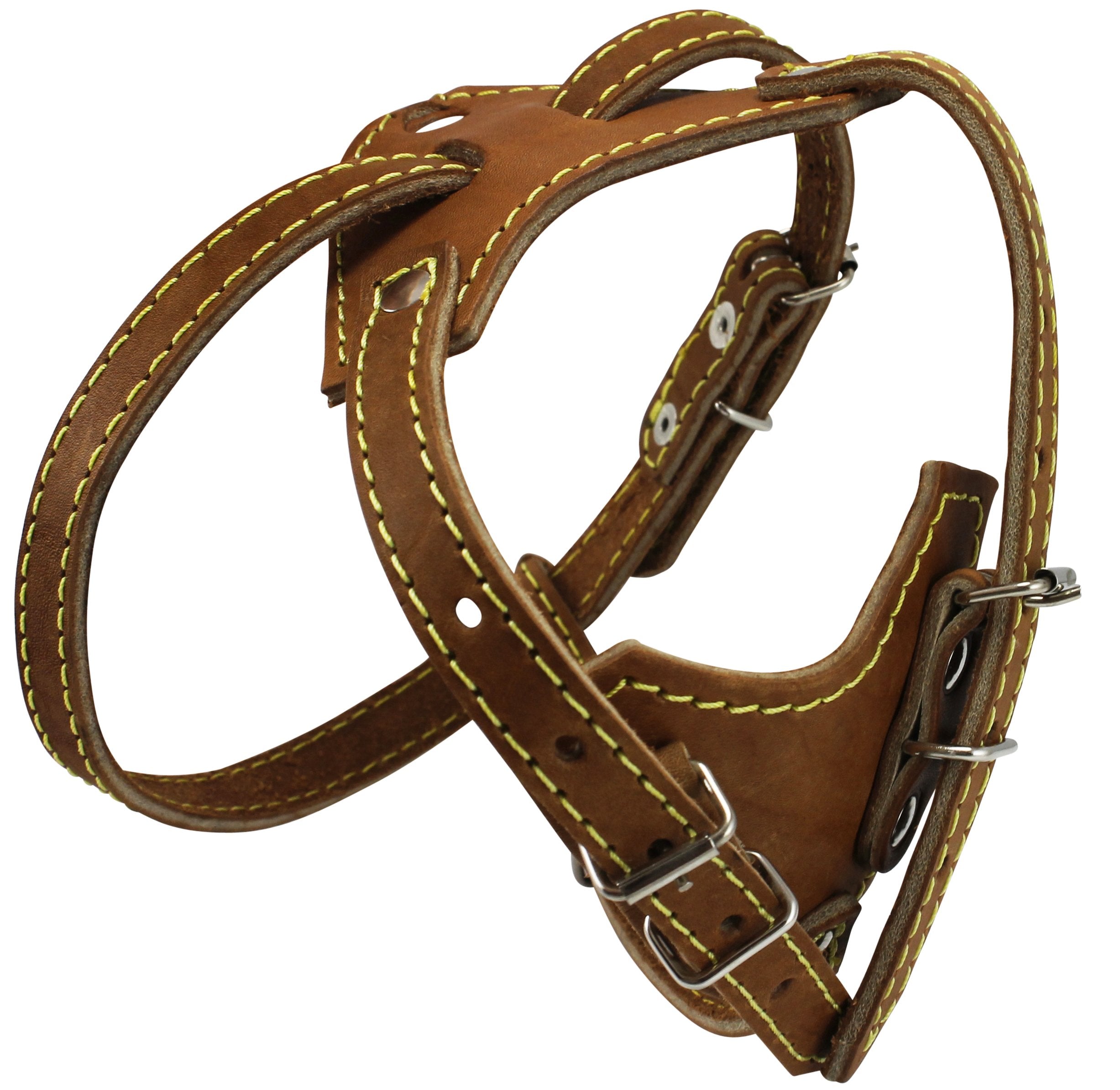 Brown Genuine Leather Dog Harness, 16.5'-20' Chest Size, 1/2' Wide