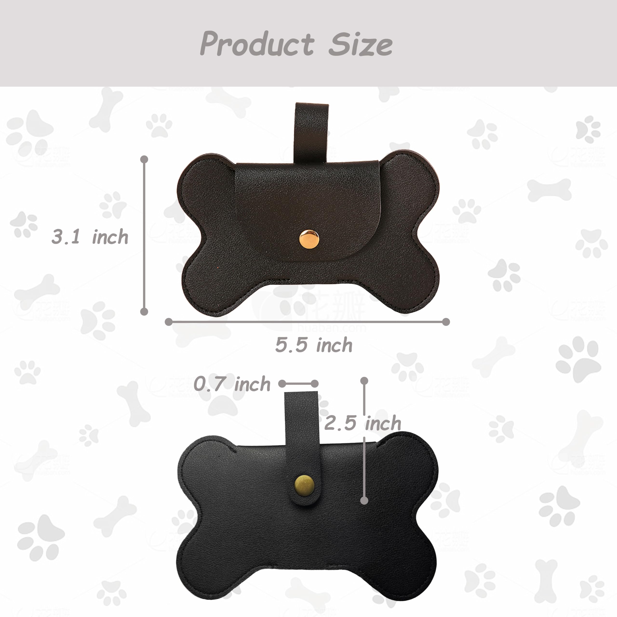 Teumessian Bone-Shaped Dog Poop Bag Holder, Poop Bag Holders For Leashes, Poop Bag Dispenser,Black