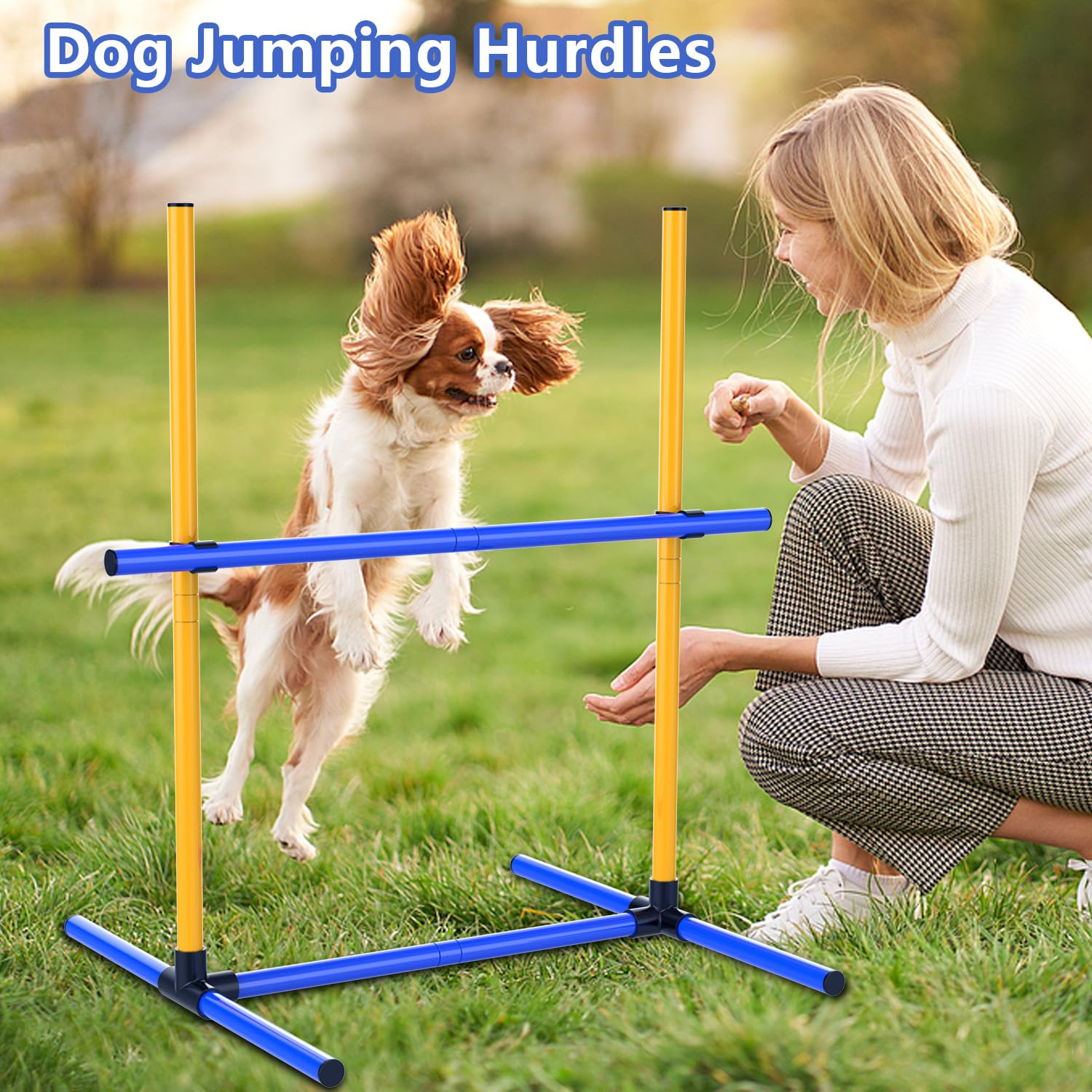 Ahailuoo Adjustable Dog Agility Jump Set - Training Hurdles With Height Adjustable Bars, Portable Design With Carry Bag For Indo