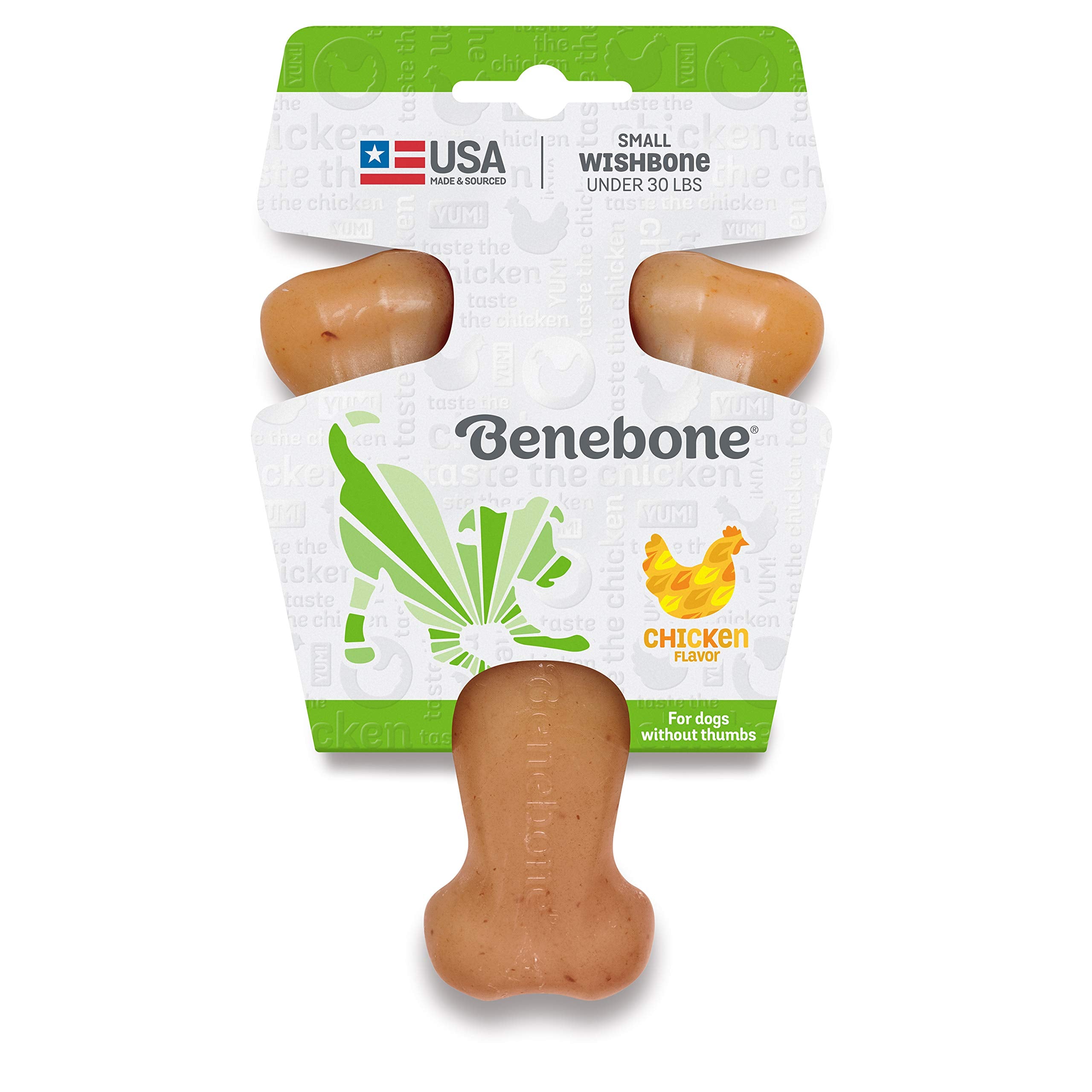 Benebone Wishbone Durable Dog Chew Toy For Aggressive Chewers, Real Chicken, Made In Usa, Small, For Any Breed