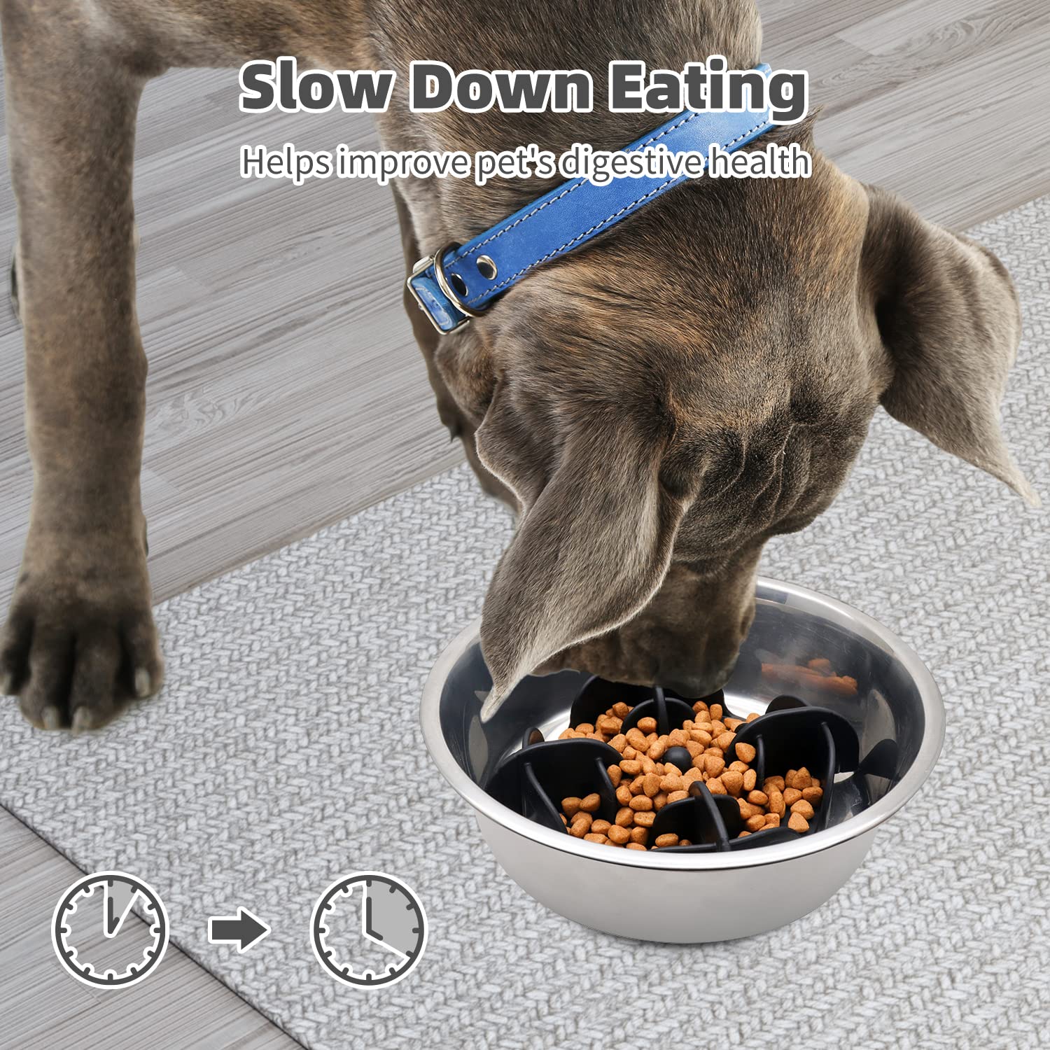 Jaoul Slow Feeder Dog Bowls Insert, X-Large 7 Inch Cuttable Slow Feeder Insert With 32 Octopus Suction Cups For Medium To Large