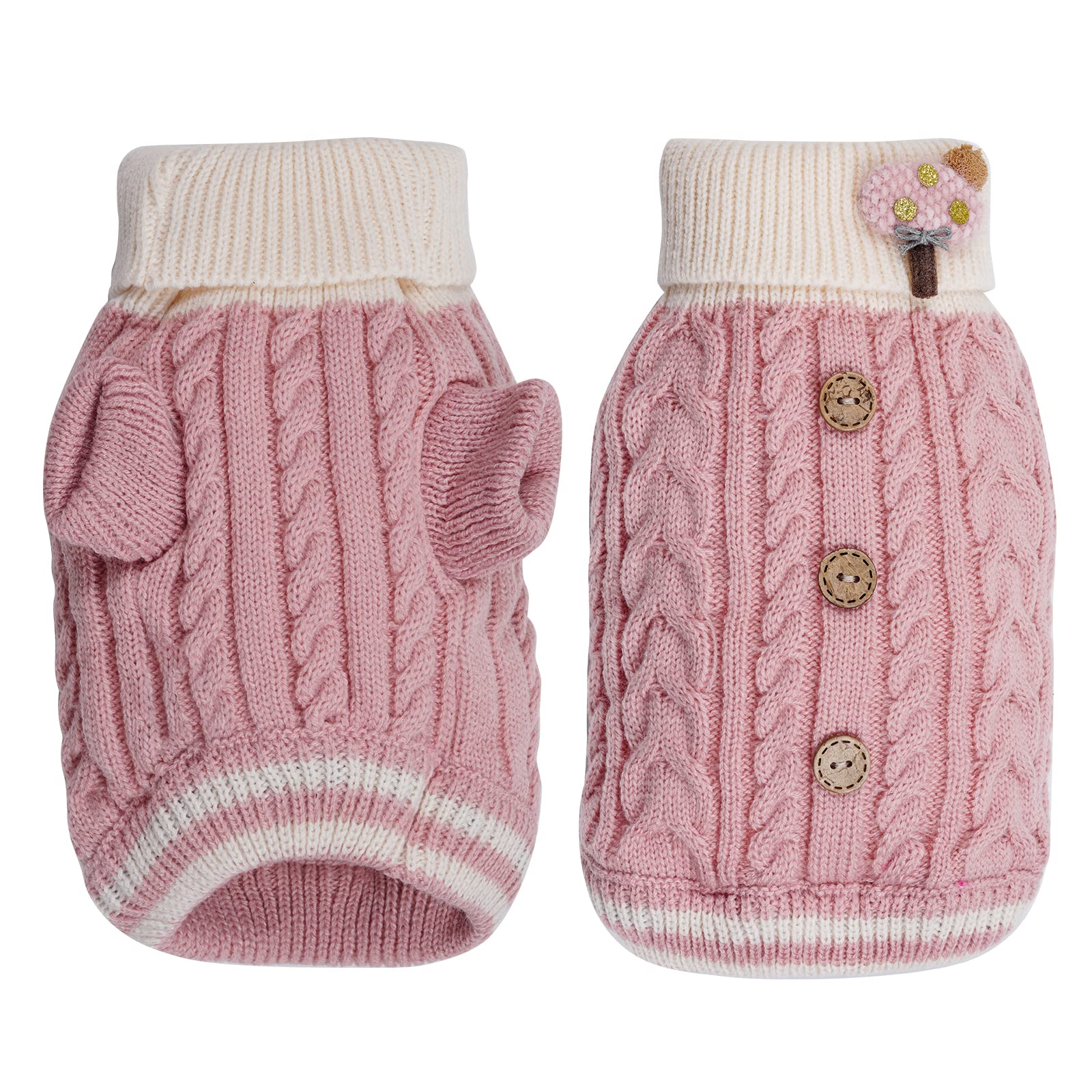 Topbuti Dog Sweater Turtleneck Knitwear Doggie Pullover Sweater Doggy Winter Coat Warm Pet Clothes Puppy Holiday Clothing Button