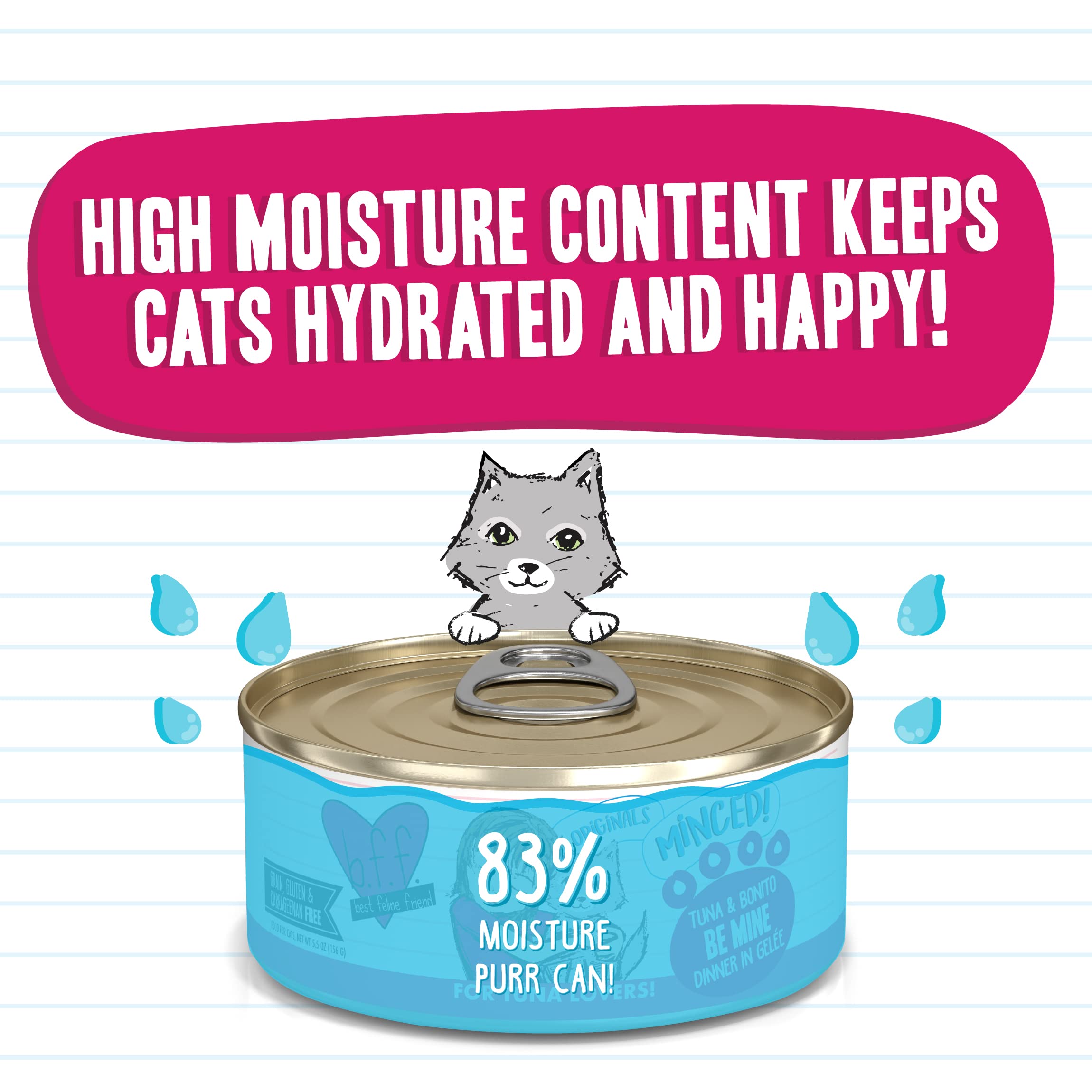 Weruva Best Feline Friend (B.F.F.) Grain-Free Cat Food, Tuna & Bonito Be Mine, 5.5-Ounce Can (Pack of 24)