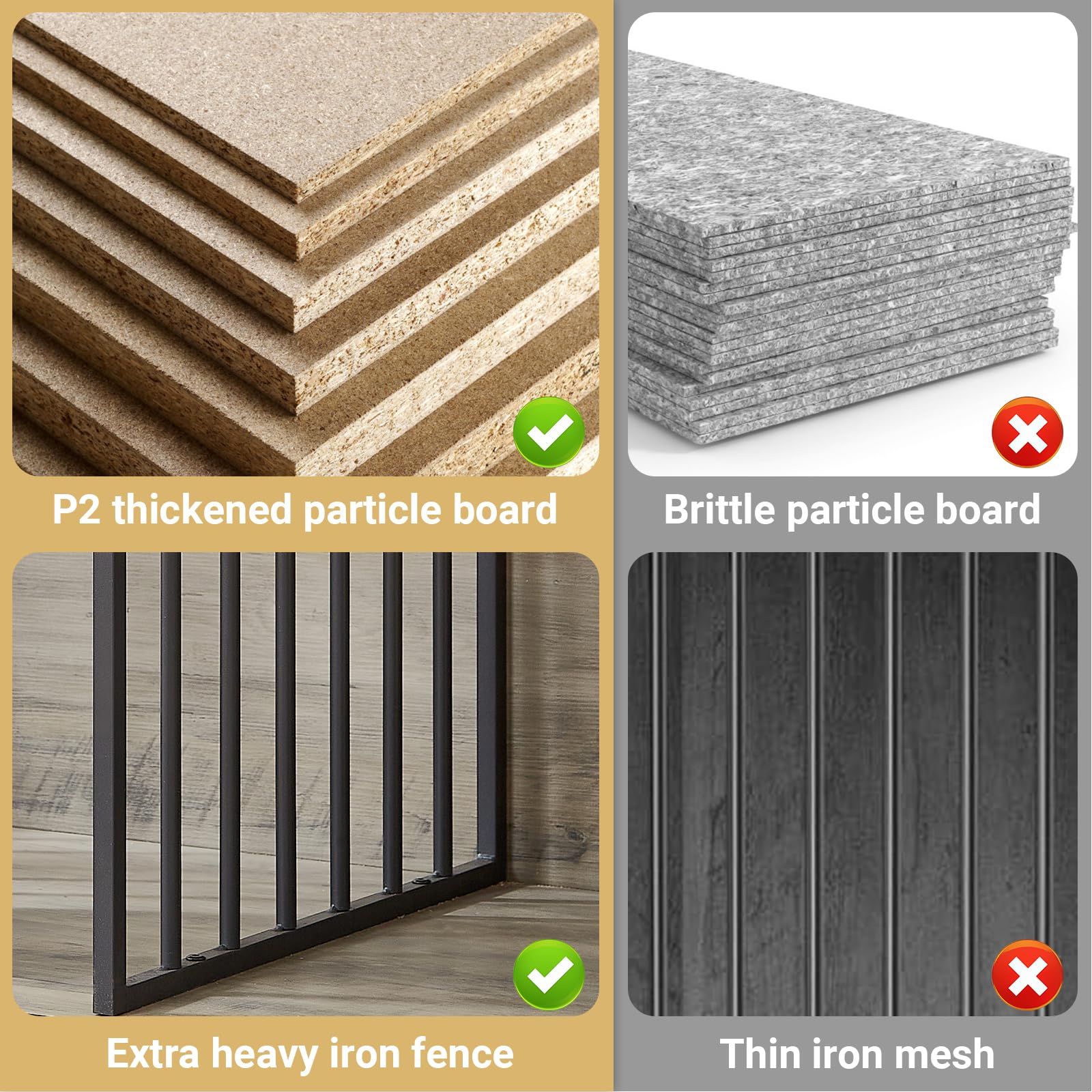 Rovibek 61 Double Dog Crate Furniture for 2 Dogs, Large Double Dog Kennel Furniture TV Stand, Furniture Style Dog Crates End Tab