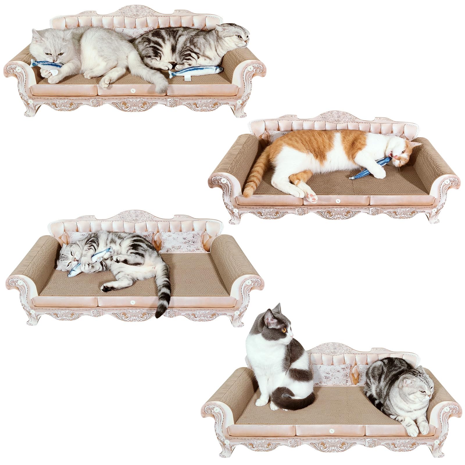 Extra Large Sofa Shaped Cat Scratcher Bed - 31.5 Inches Infinity Durable Corrugated Cardboard Cats Lounge, Modern Stylish Bed,Lu