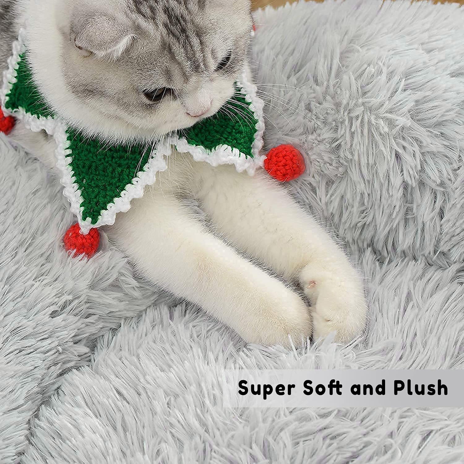 Calming Dog Bed & Cat Bed, Anti-Anxiety Donut Cuddler Beds, Cozy Soft Round Beds, Fluffy Faux Fur Plush Bed For Small Medium Dog