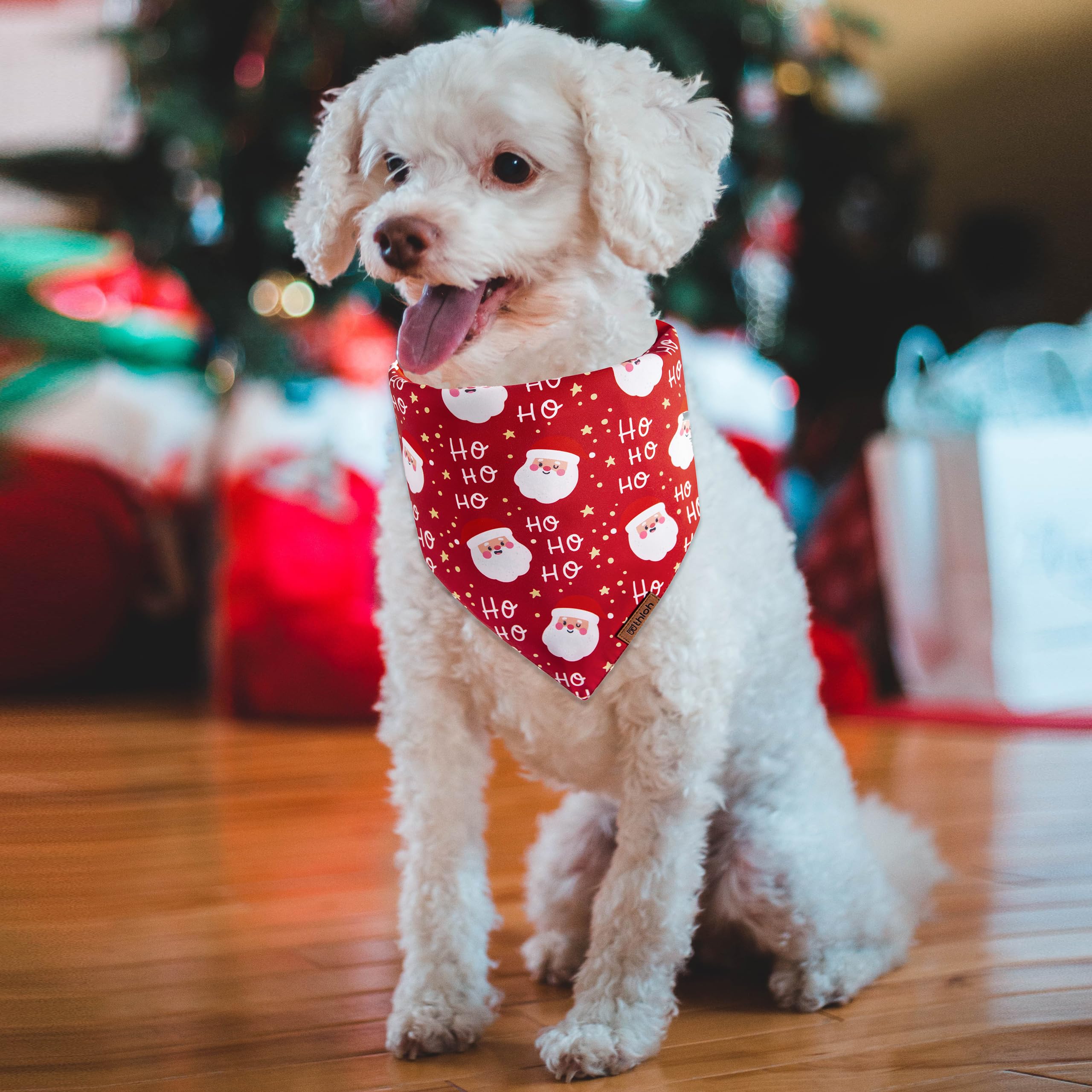 Thloh Christmas Dog Bandanas - 2 Pack Reversible Santa Claus And Christmas Tree Dog Scarf For Boy & Girl, Premium Durable Fabric