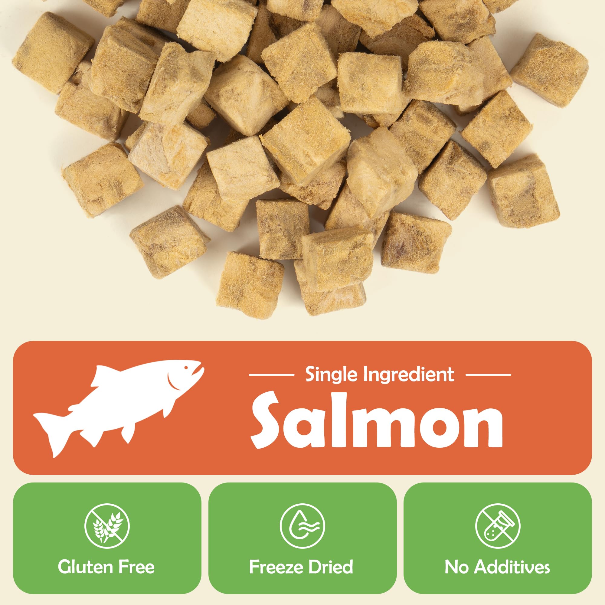 MON2SUN Freeze Dried Salmon Cat and Dog Treats, Single Ingredient Natural and Healthy Dog Snacks, High Protein Training Treats &