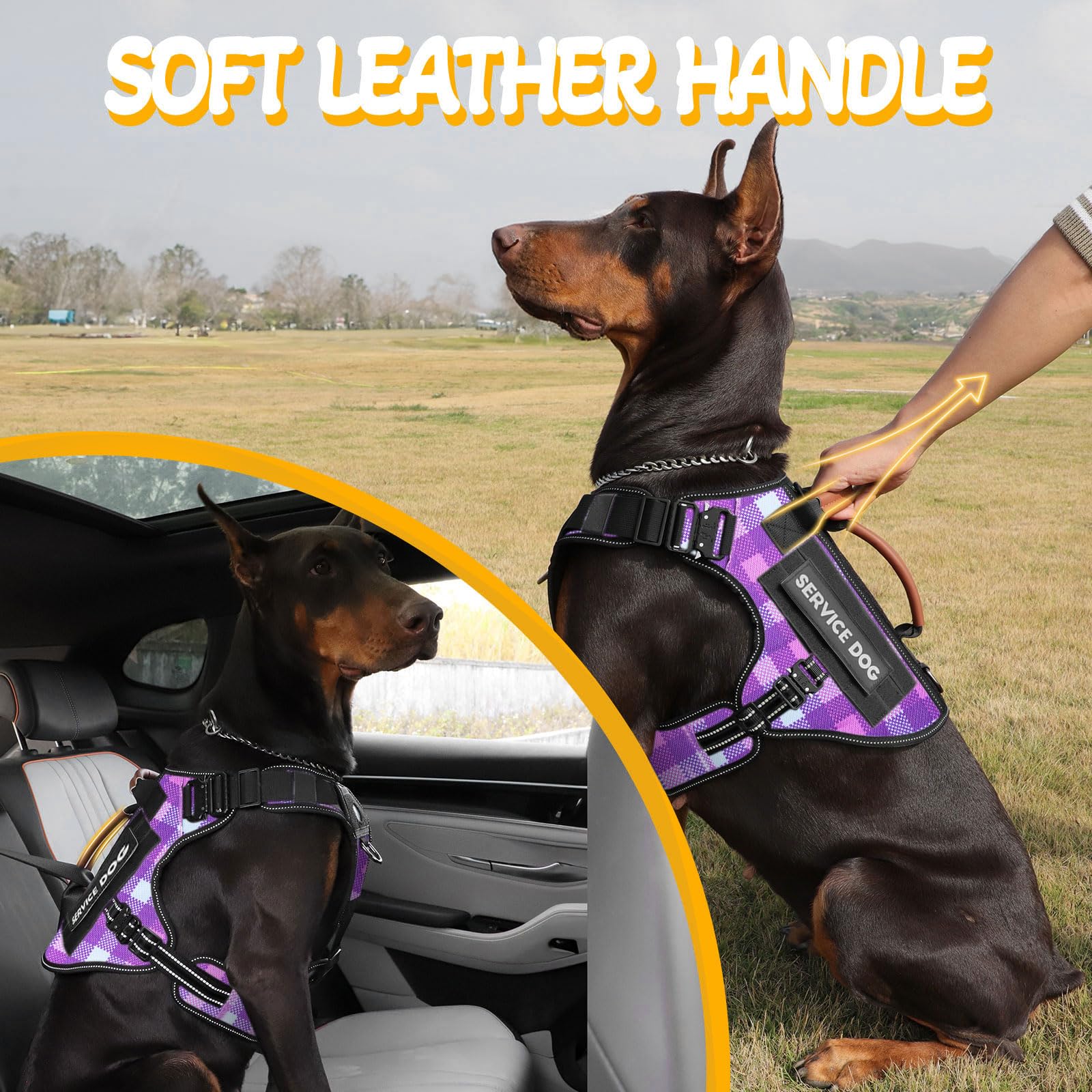 Tactical Dog Harness - HEYCAHVA Service Dog Vest Full Metal Buckles for Medium Large Dog Reflective No Pull Harnesses Vest with