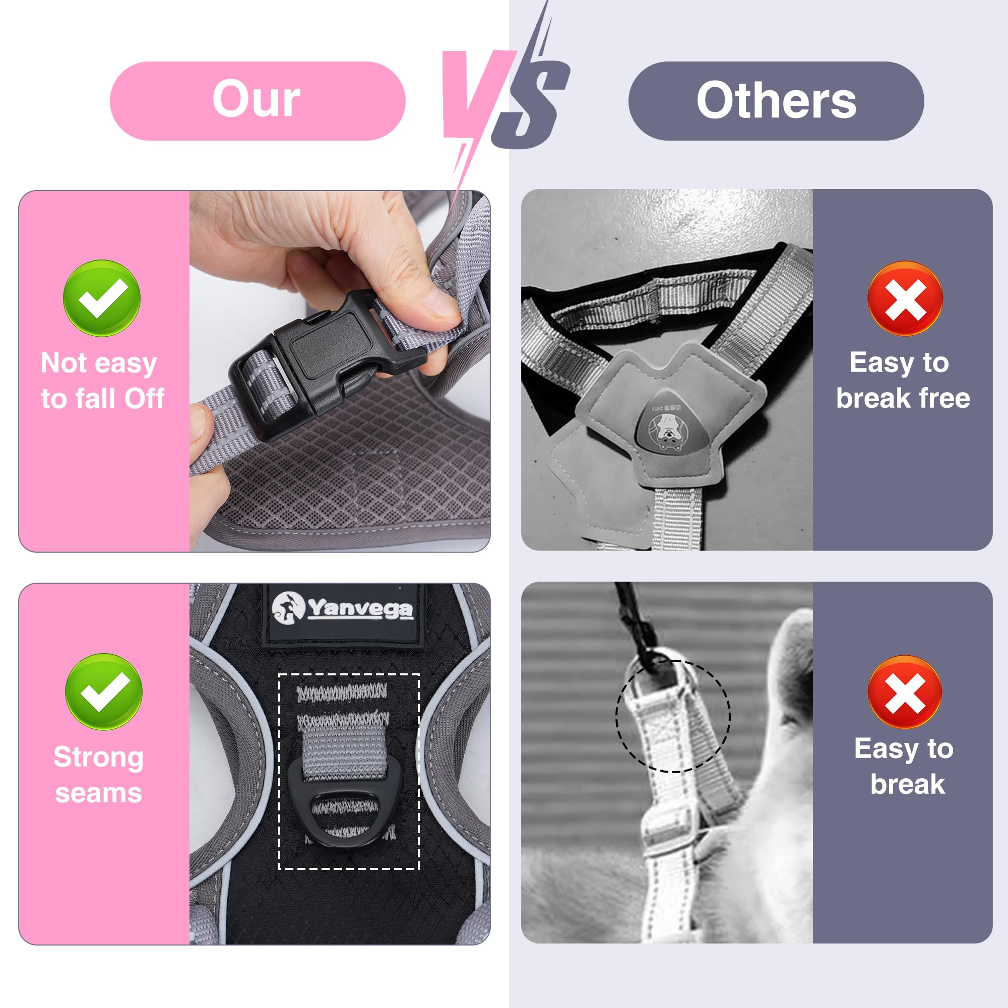 Dog Harness For Small Medium Dogs, Breathable No-Pull Reflective Dog Vest Harness With Handle, Easy Walk Dog Harness For Puppy T