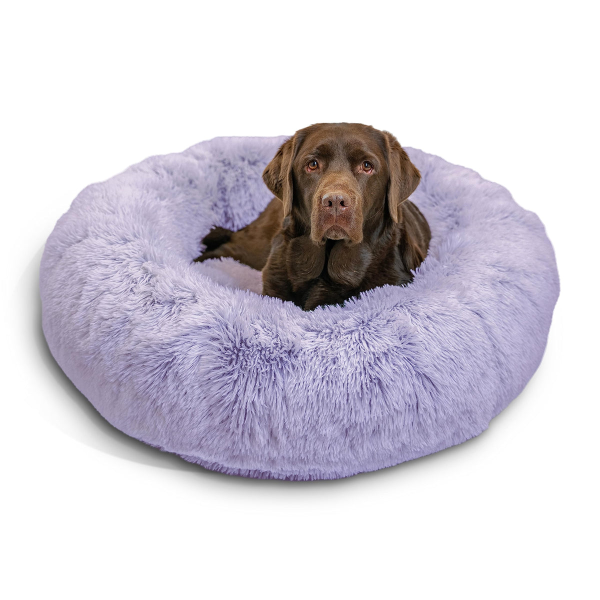 Best Friends By Sheri The Original Calming Donut Dog And Cat Bed In Shag Fur, Lavender, Large, 36X36