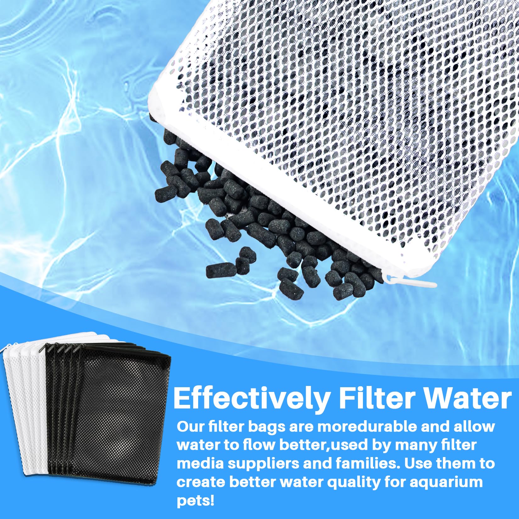 Maqihan 10Pcs Aquarium Filter Media Bags - Mesh Filter Bags Reusable Bags With Zipper For Activated Carbon Ceramic Rings Filter