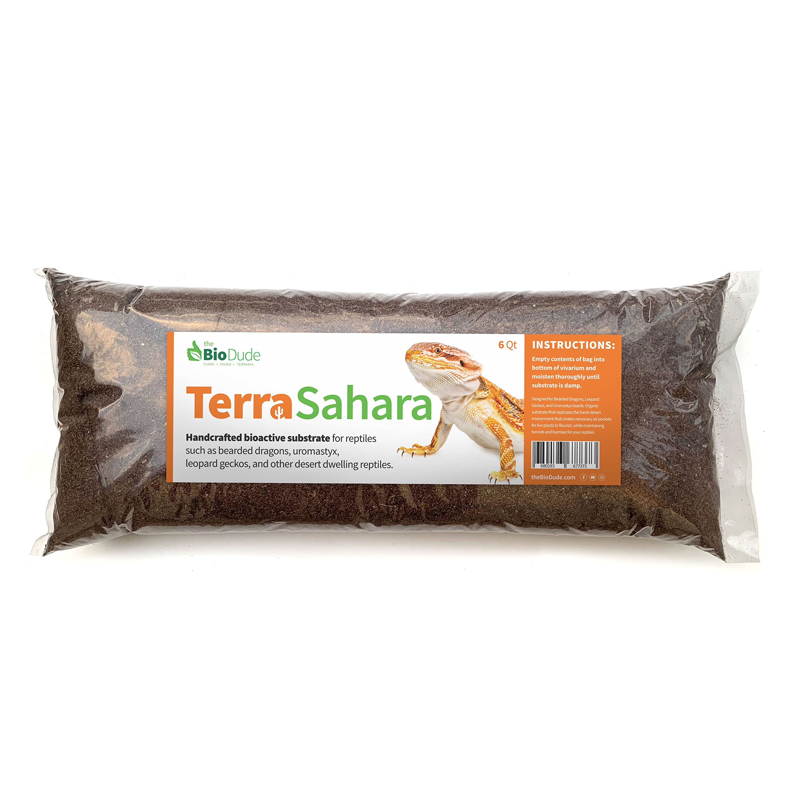 The Bio Dude Terra Sahara Bioactive Reptile Substrate 6 Quarts For Terrariums And Vivariums. Great Bedding For Bearded Dragons, 