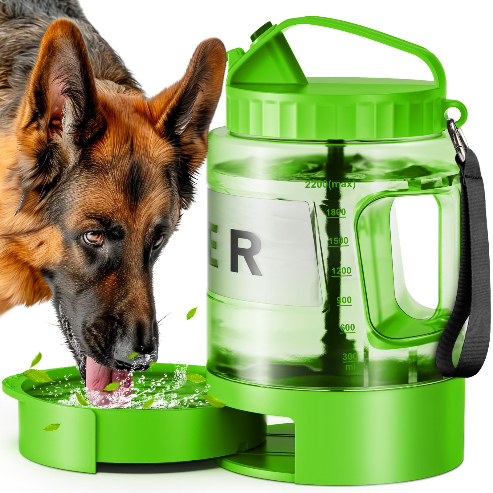 Dog Water Bottle Portable Bowls - 77oz Large Travel Water Bowl Dispenser for Dogs, Pet Camping Beach Essentials Traveling Car Pa