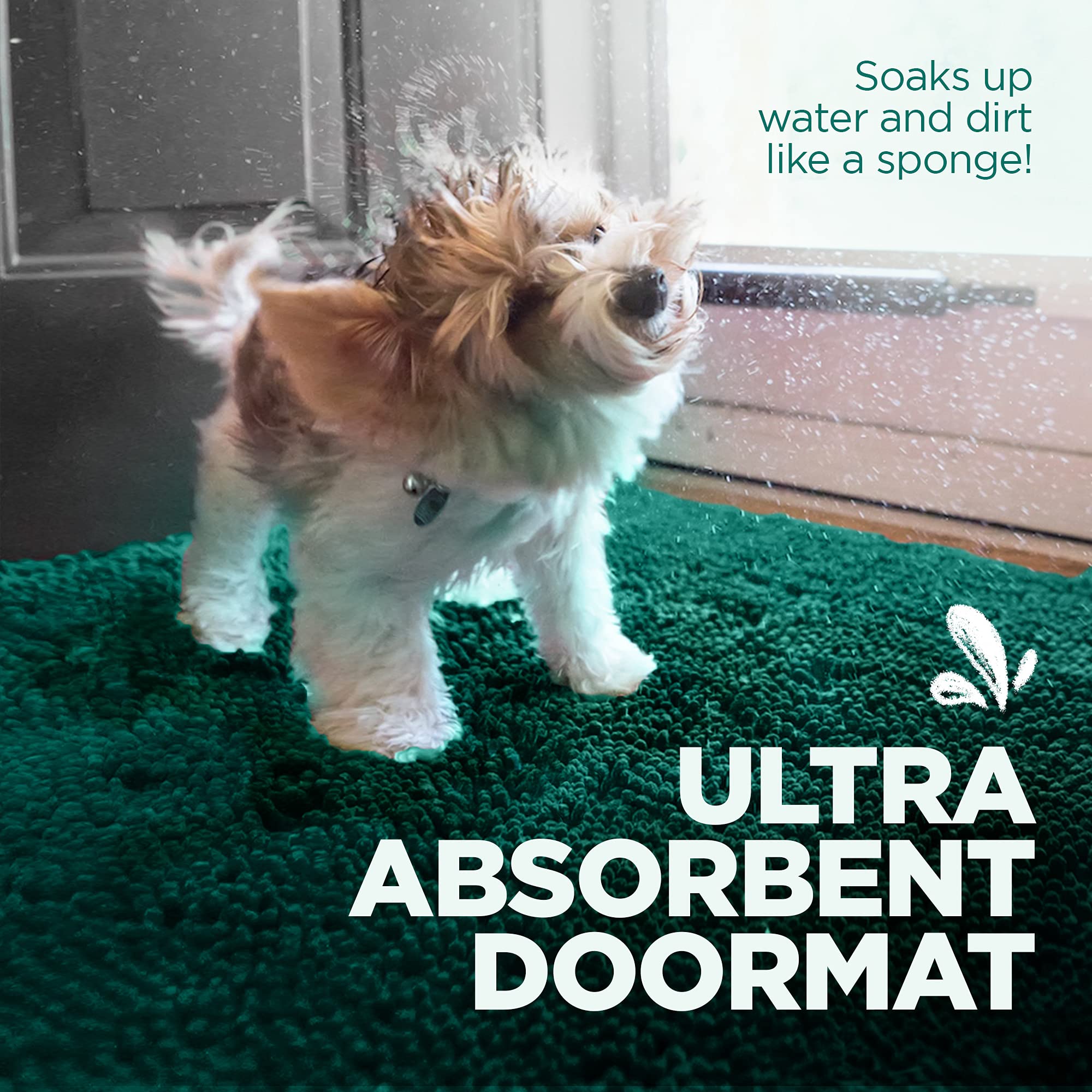 Soggy Doggy Doormat Plain Solid Color Design | Evergreen | Extra-Large 36    X 60    | Ultra Absorbent Microfiber Chenille Wet D