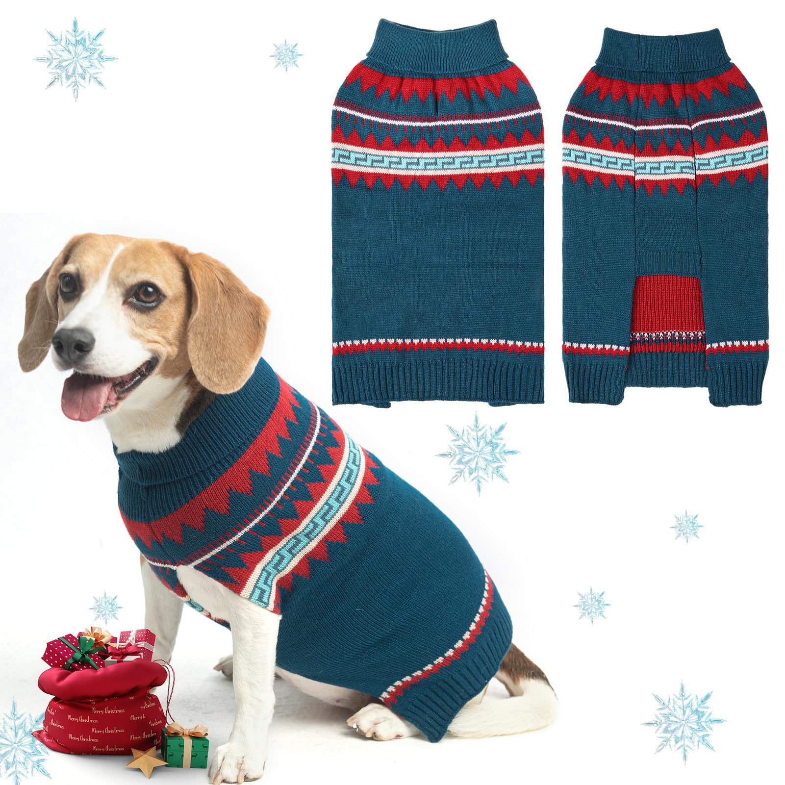 Bingpet Dog Sweater,Elastic Medium Dog Puppy Sweater For Dog Girls Boys,Sleeveless Turtleneck Knit Sweaters For Large Medium Dog