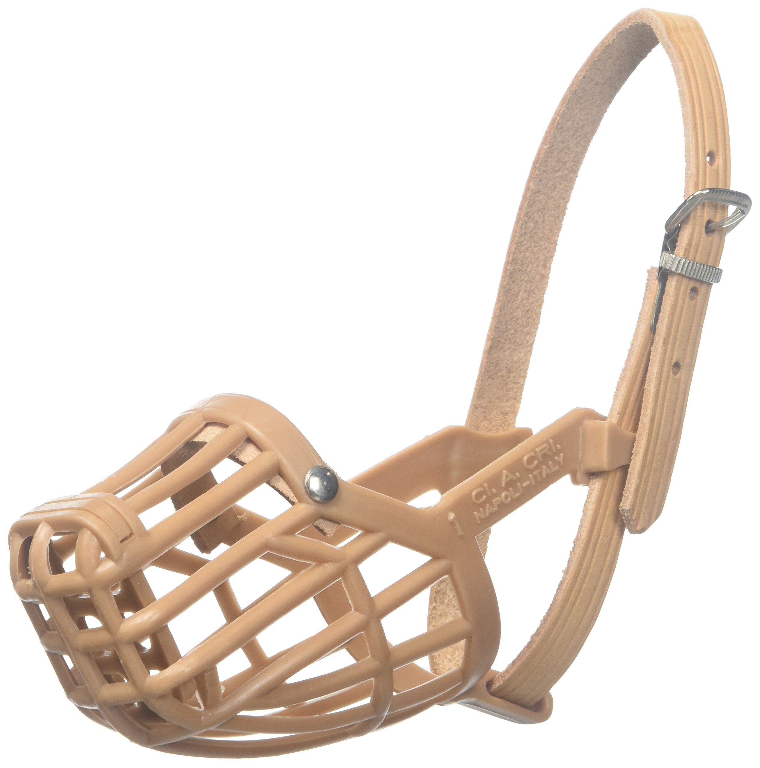 Omnipet Leather Brothers Italian Basket Dog Muzzle, Size 3, Tan