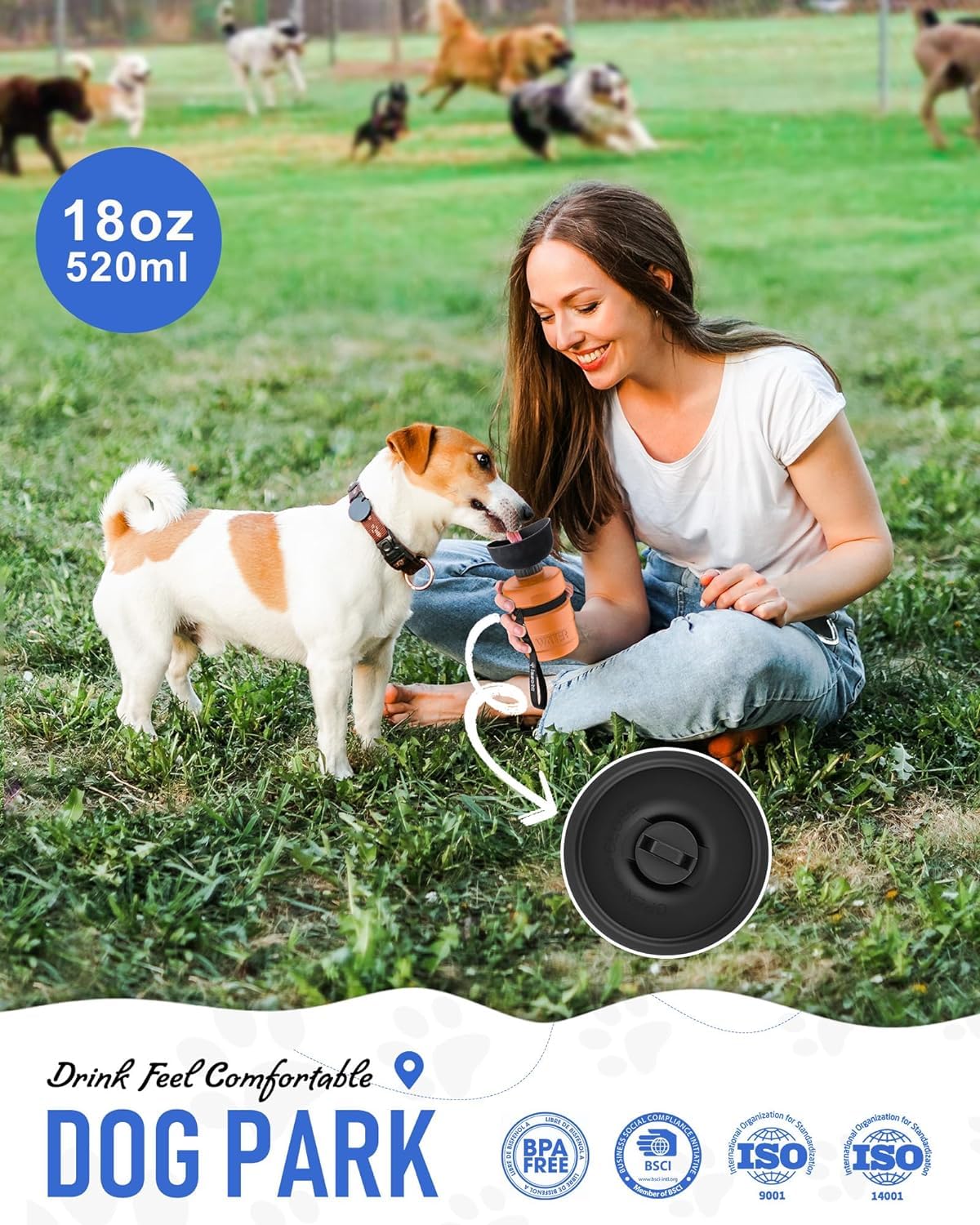 Lesotc Dog Water Bottle, Portable Dog Water Dispenser, Leak Proof Dog Travel Water Bottle, Squeeze Pet Water Bottle For Walking On The Go, Dog Hiking Accessories For Outdoor, Hiking, Travel