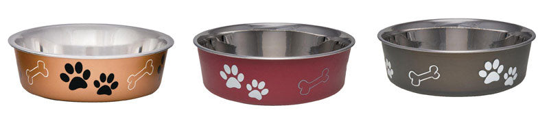 Loving Pets Assorted Bones and Paw Prints Stainless Steel Extra Large Pet Bowl for Dog