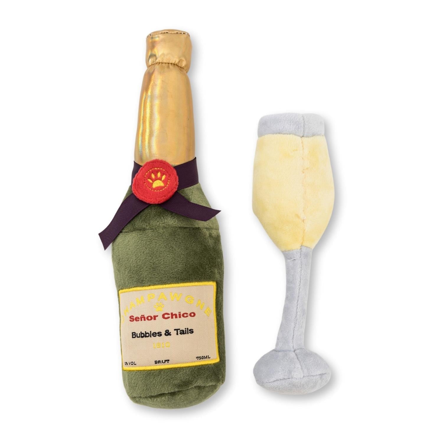Champawgne-Cheers Plush Dog Toy Gift Set – with Squeaker & Crinkle Paper