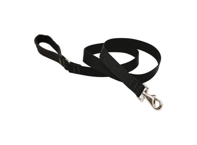 Dog Leash by Lupine in 1&quot; Wide Black 6-Foot Long with Padded Handle
