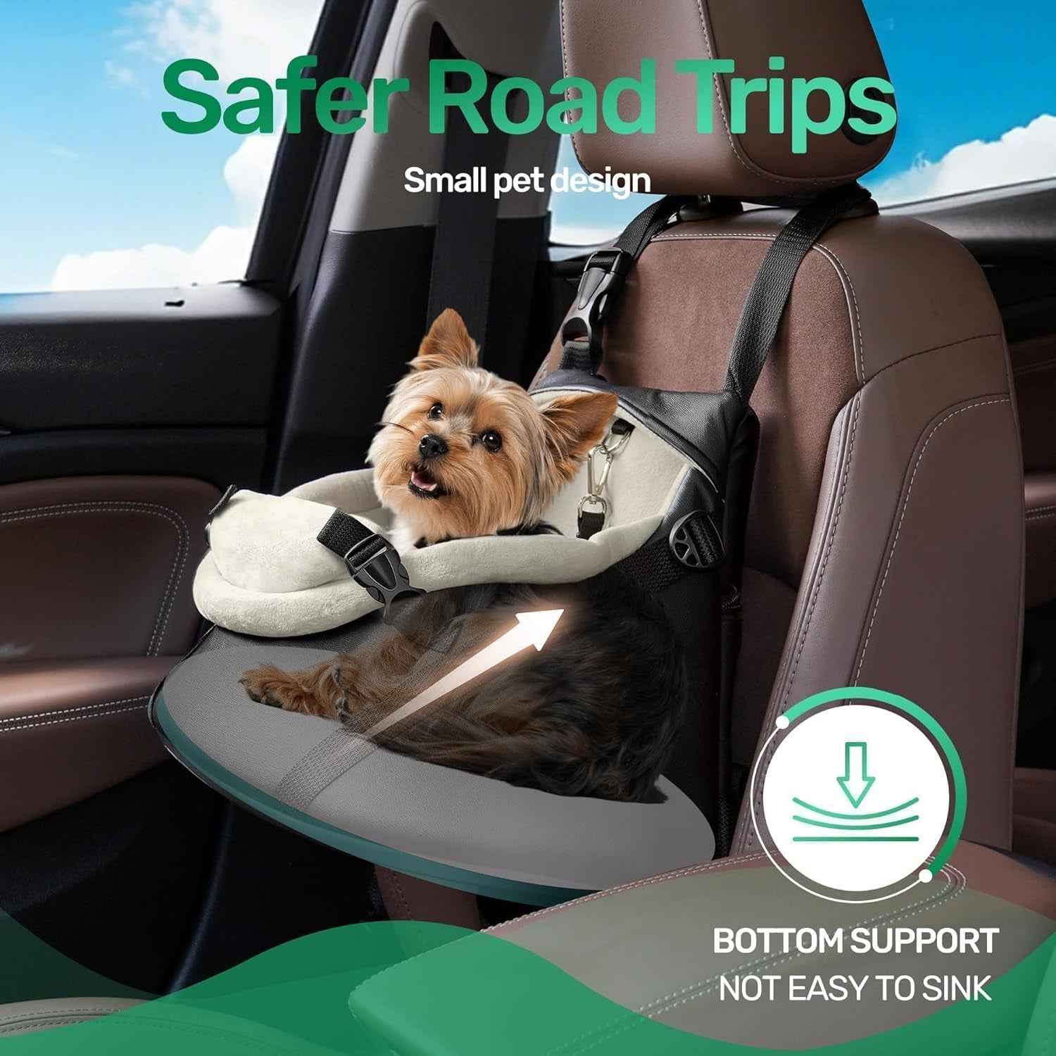 Small Dog Car Seat Booster for Dogs Up to 7 lbs