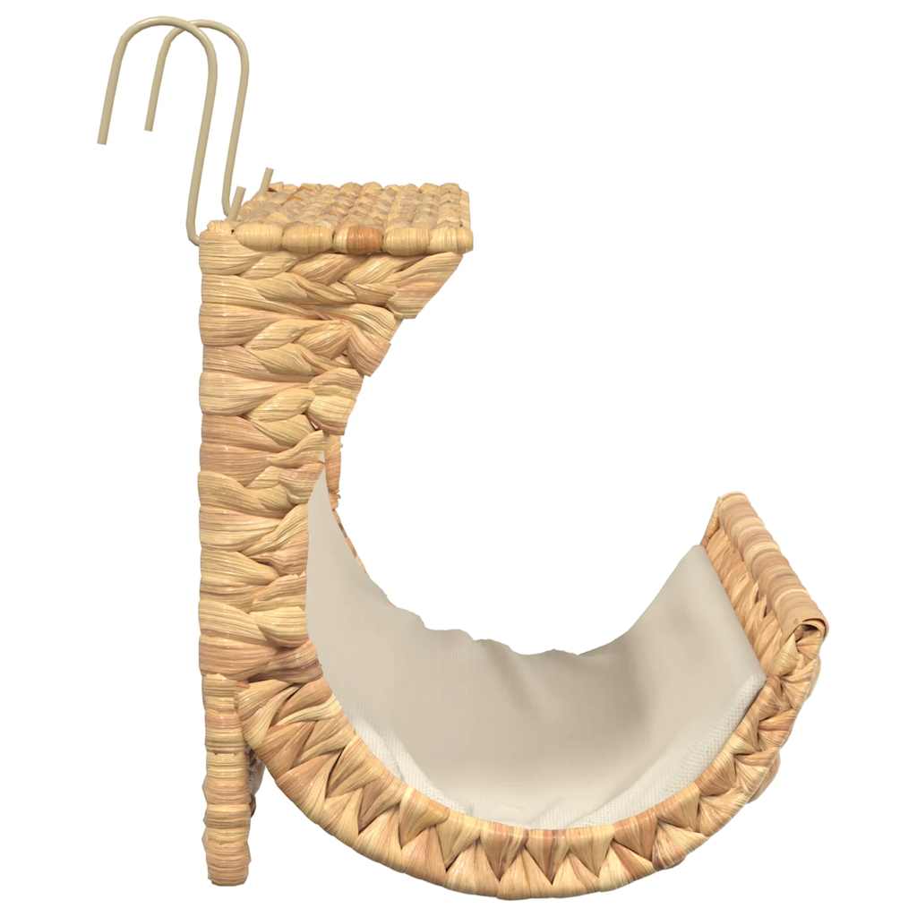 Cat Bed with Cushion Water Hyacinth 14.6&quot;x7.9&quot;x7.9&quot;