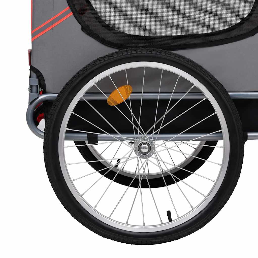 Vidaxl Dog Bike Trailer - Red And Black, Sturdy Steel Frame, Oxford Fabric, Dual Entry, Water-Resistant, Mesh Ventilation, Safety Reflectors, Non-Slip Base, Quick Release Hitch
