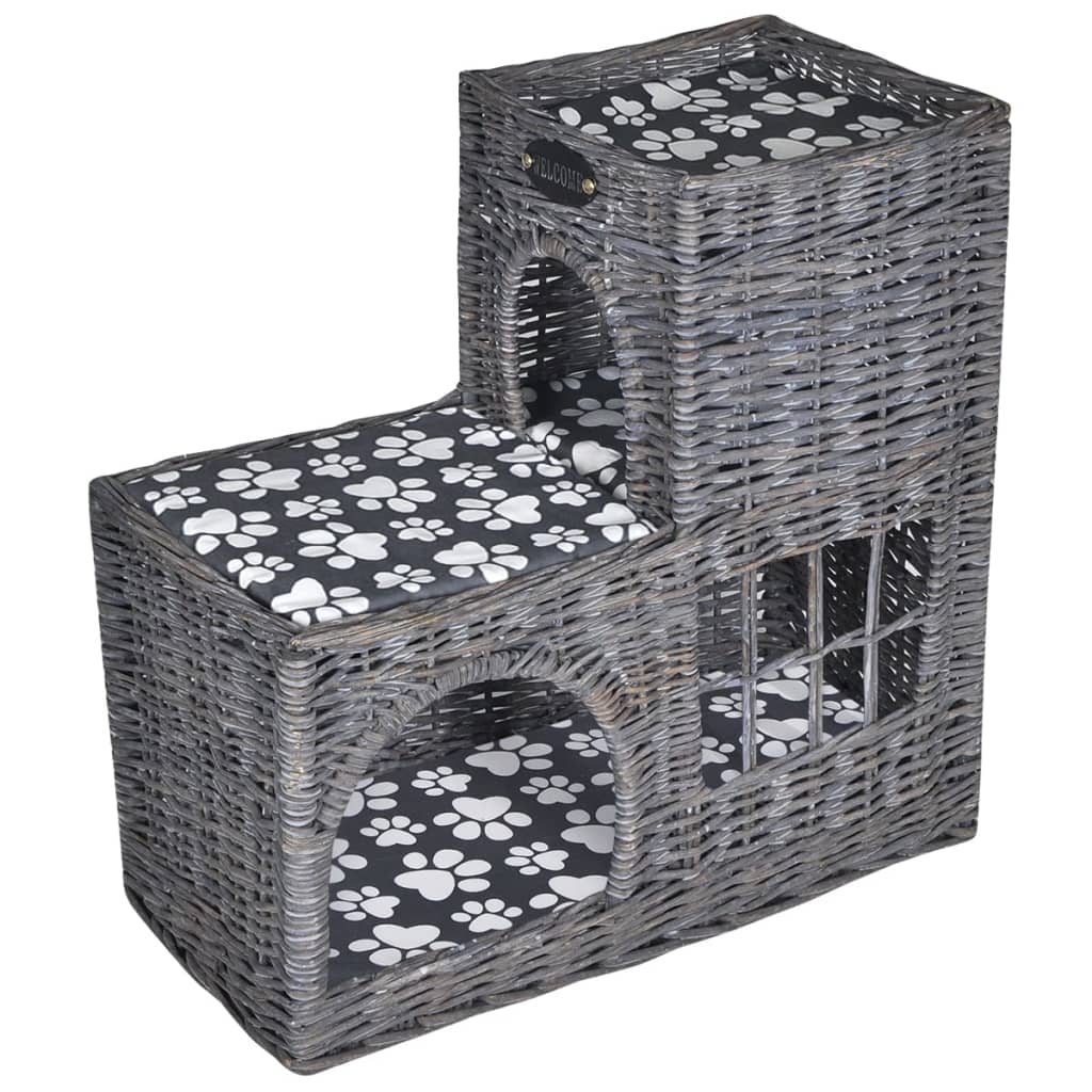 Vidaxl Willow Cat Tree Pet House/Bed/Castle/Scratching Post With Cushion