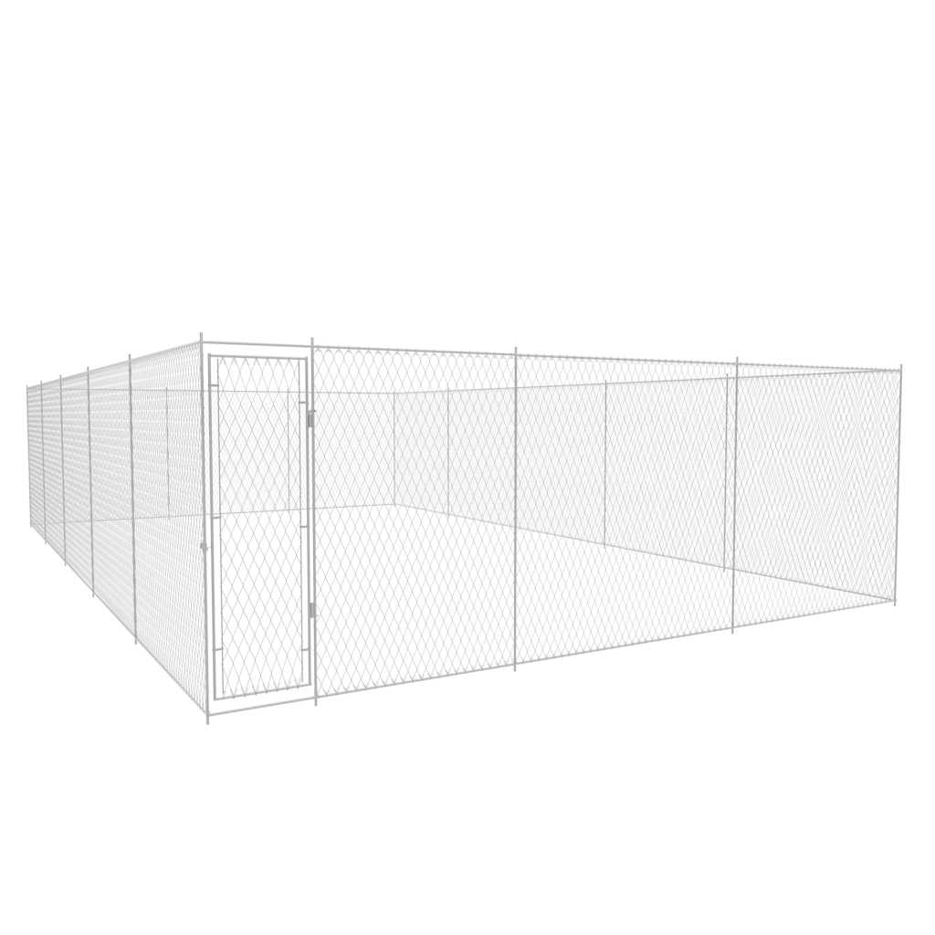vidaXL Outdoor Dog Kennel Galvanized Steel 374x224.4x72.8