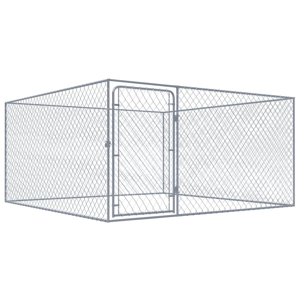 vidaXL Outdoor Dog Kennel Galvanized Steel 6.6x6.6x3.3