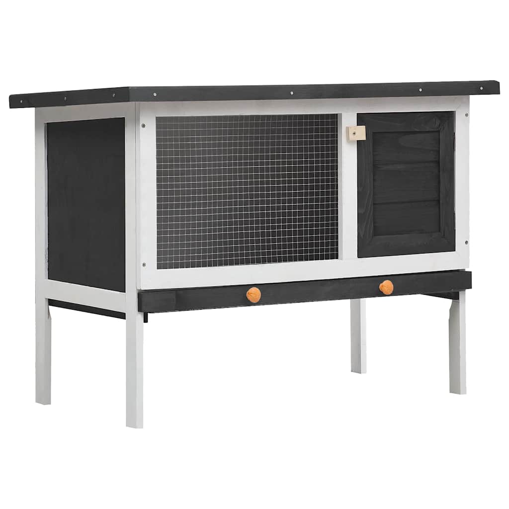vidaXL Outdoor Rabbit Hutch 1 Layer Gray Wood