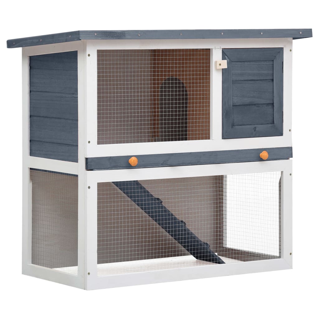 Vidaxl Outdoor Rabbit Hutch 1 Door Gray Wood
