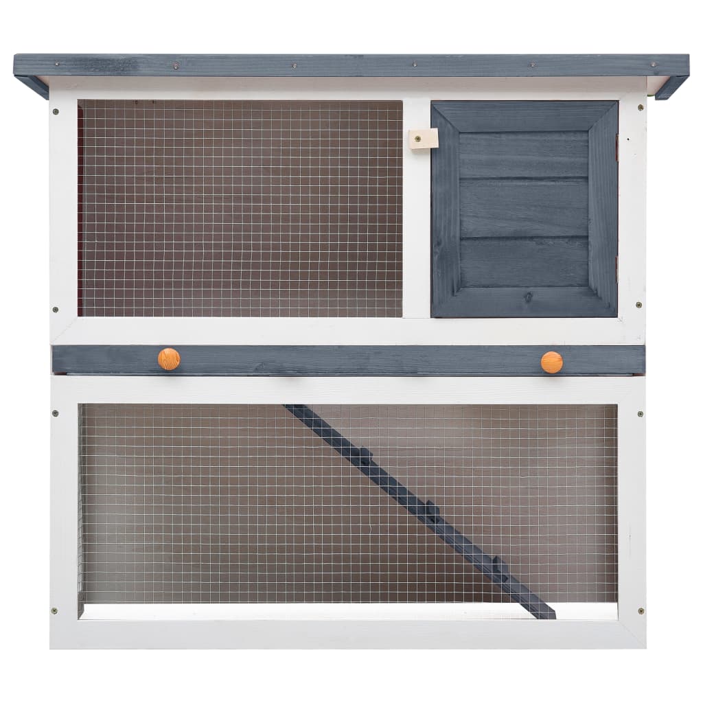 vidaXL Rabbit Hutch - Durable Wood and Iron Wire Mesh Design | Spacious, Outdoor, and Secure with Easy-Cleaning Feature | Gray