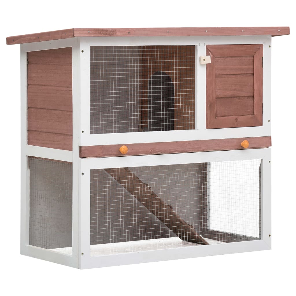 Vidaxl Outdoor Rabbit Hutch – Spacious Brown Wood Pet Lodge With 1 Door – Perfect For Rabbits & Small Animals – Easy Cleaning With Pull-Out Tray, Weatherproof Design, Safe & Secure Wire Mesh