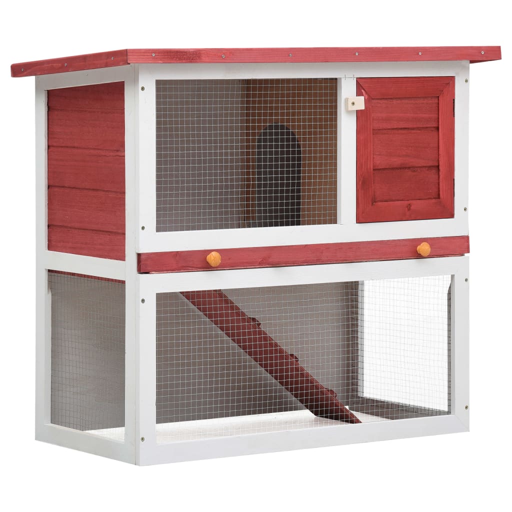 Vidaxl Outdoor Rabbit Hutch 1 Door Red Wood