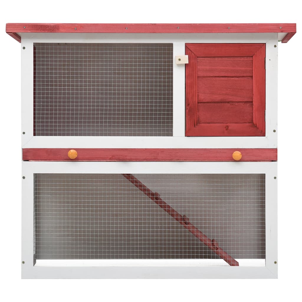 Vidaxl Outdoor Rabbit Hutch 1 Door Red Wood