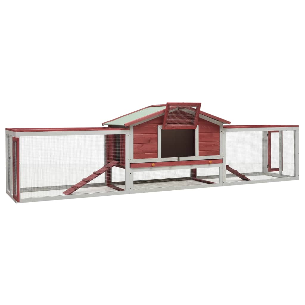 Vidaxl Rabbit Hutch Red 119.3'X23.6'X33.9' Solid Pine & Fir Wood