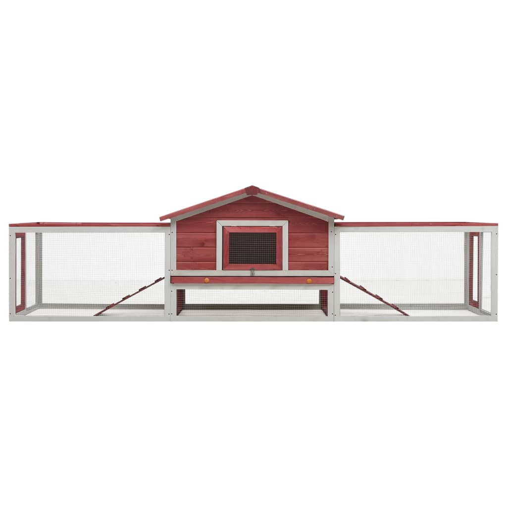 Vidaxl Rabbit Hutch Red 119.3'X23.6'X33.9' Solid Pine & Fir Wood