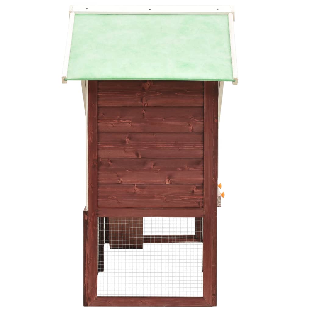 vidaXL Two-Tier Rabbit Hutch with Water-Resistant Fabric Roof | Mocha and White | Solid Firwood Construction | 55.1&quot;x24.8&quot;x47.2&quot; | Unique Farmhouse Design for Small Animals