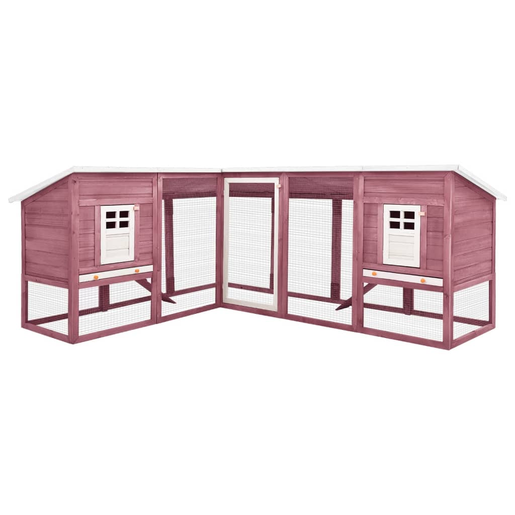 vidaXL Outdoor Rabbit Hutch and Exercise Run - Spacious Dual-House Design with Non-Slip Ramp - Solid Fir Wood Construction - Mocca and White