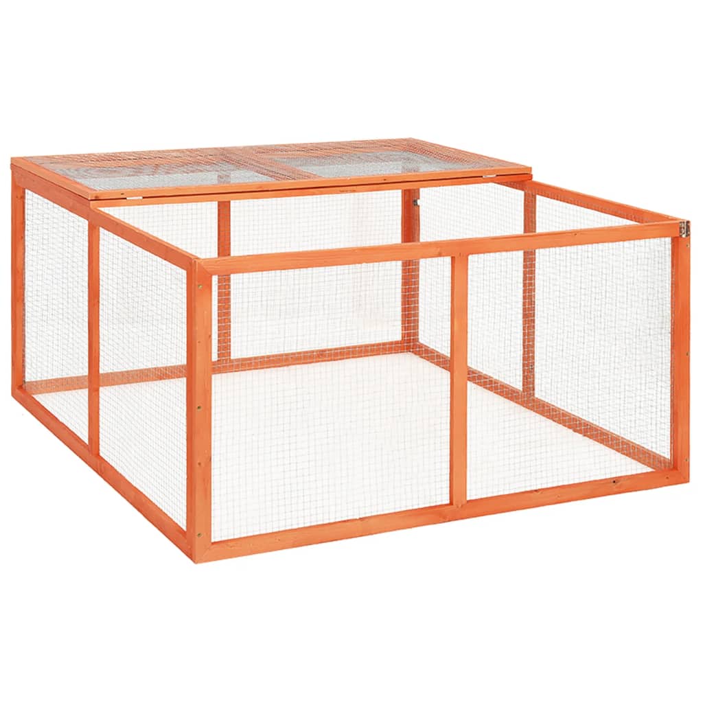 vidaXL Rabbit Hutch - Solid Firwood and Steel Wire - Outdoor Design - Suitable for Small Animals -Easy Assembly- Openable Roof - Cali Prop 65 Warning