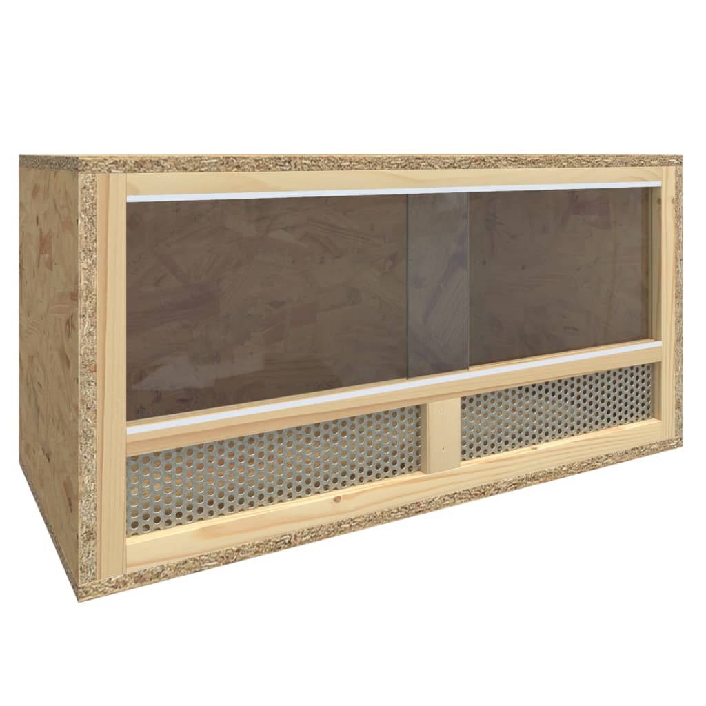 vidaXL Terrarium - Engineered Wood & Glass Box / 23.6"x11.8"x11.8" - Safe Reptile Feeding Cage with Steel Airflow Nets