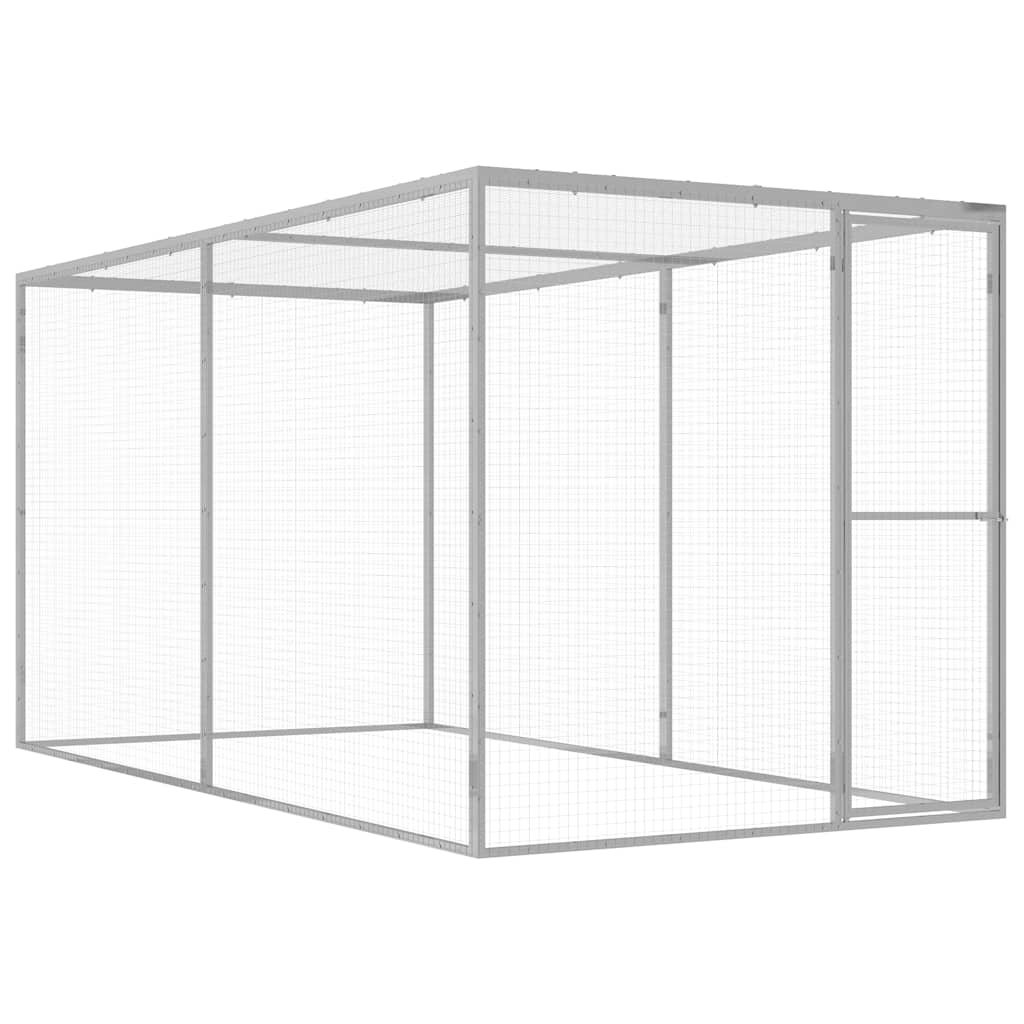 vidaXL Cat Cage Silver Galvanized steel 9.8x4.9x4.9 ft Durable