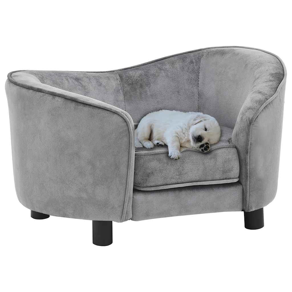 vidaXL Dog Sofa Gray 27.2x19.3x15.7 Plush