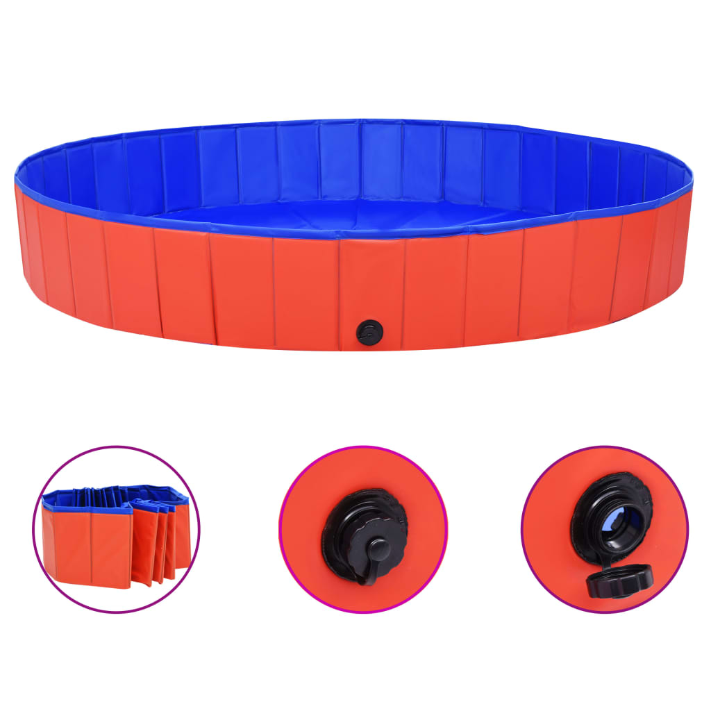 vidaXL Foldable Dog Swimming Pool Red 78.7x11.8 PVC
