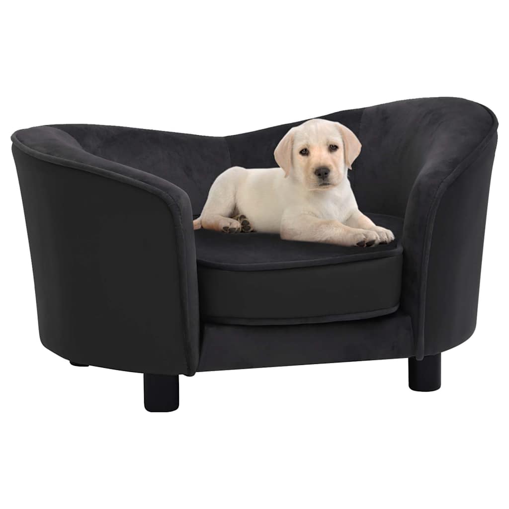 Vidaxl Dog Sofa Black 27.2'X19.3'X15.7' Plush And Faux Leather