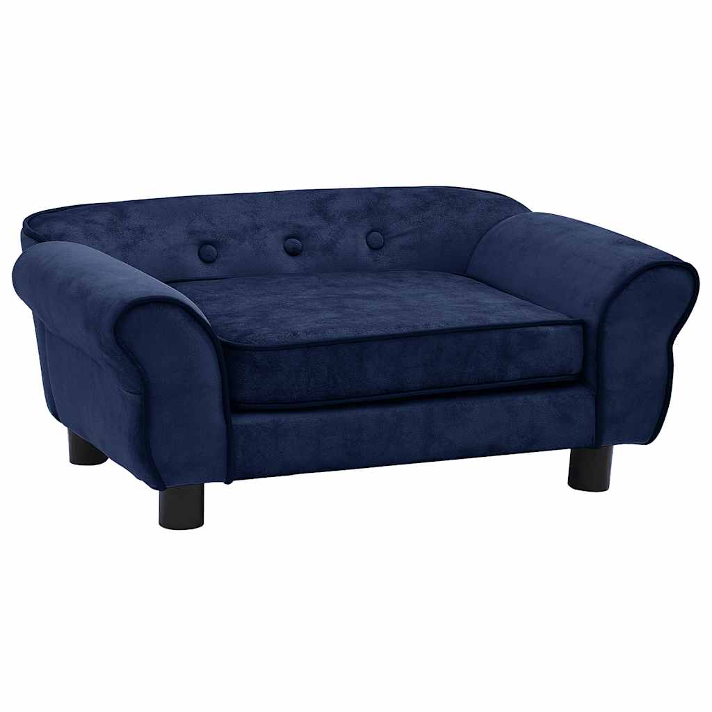 Vidaxl Blue Dog Sofa - Comfortable Pet Couch With Plush Cover, Wooden Frame And Anti-Slip Legs - Suitable For Cats, Small Dogs And Other Small Animals